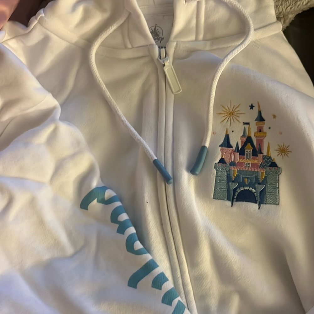 white disneyland zip up